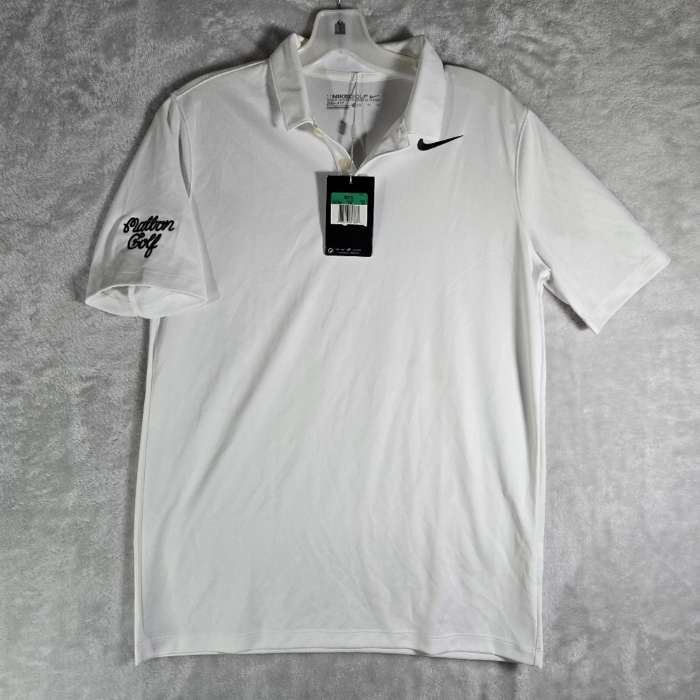 Nike Dri-Fit Polo XL White Shirt Malbon Golf Logo Youth Boys NWT  Performance